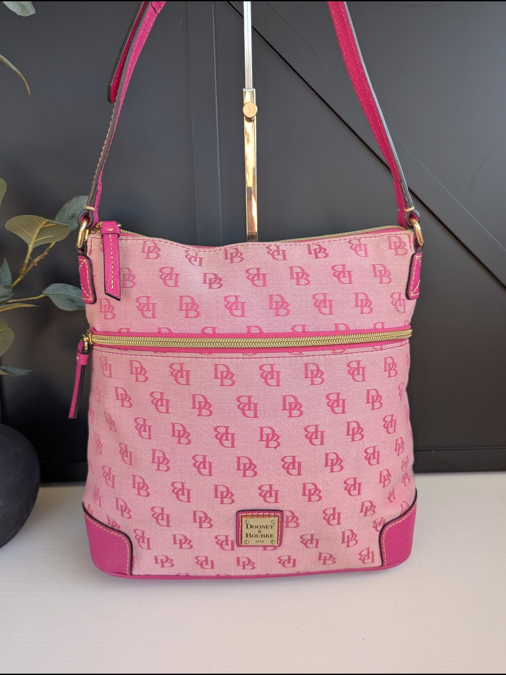 Dooney & Bourke Pink Canvas Shoulder Bag - Picture 2 of 14